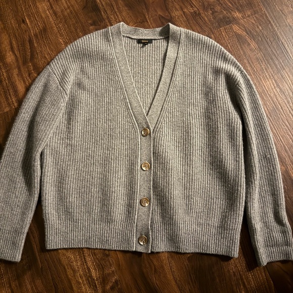 Quince Light Gray Mongolian Cashmere Oversized Cardigan - Picture 6 of 8